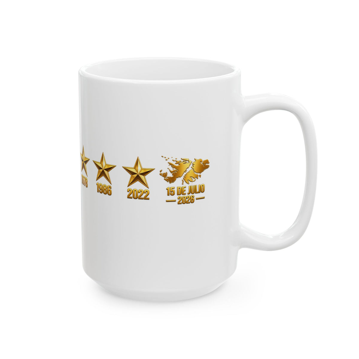 Ceramic Mug — Vintage Championship Stars & Spanish Text Coffee Cup