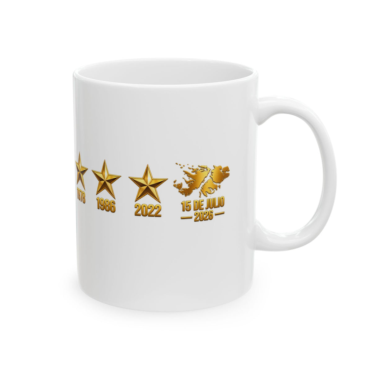 Ceramic Mug — Vintage Championship Stars & Spanish Text Coffee Cup