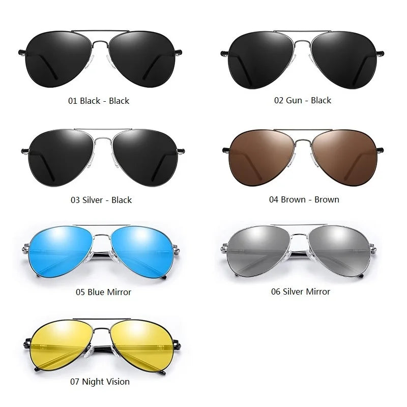 Luxury Sunglasses for Men - Polarized Pilot Style with Black Lenses and UV400 Protection