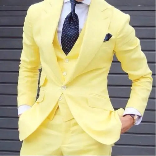 Mens 3 piece slim fit suit, elegant formal groom's suit with jacket