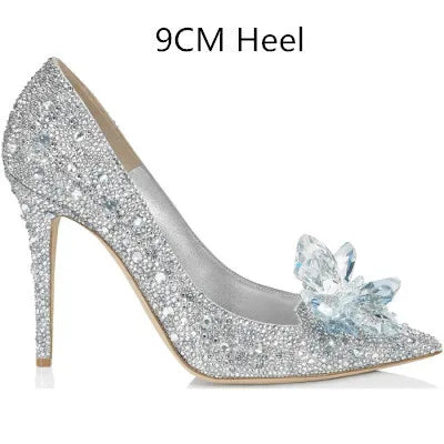 Bridal Evening Shoes | Sparkling Pumps with Rhinestones and Pointed Toe | Stiletto Heel