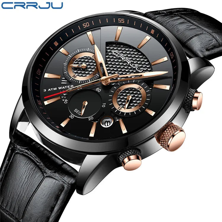 Men's Military Waterproof Leather Strap Watch