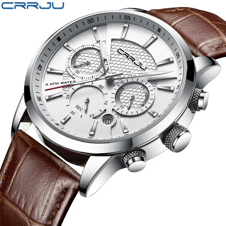 Men's Military Waterproof Leather Strap Watch