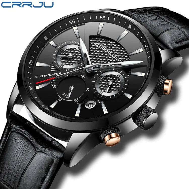Men's Military Waterproof Leather Strap Watch