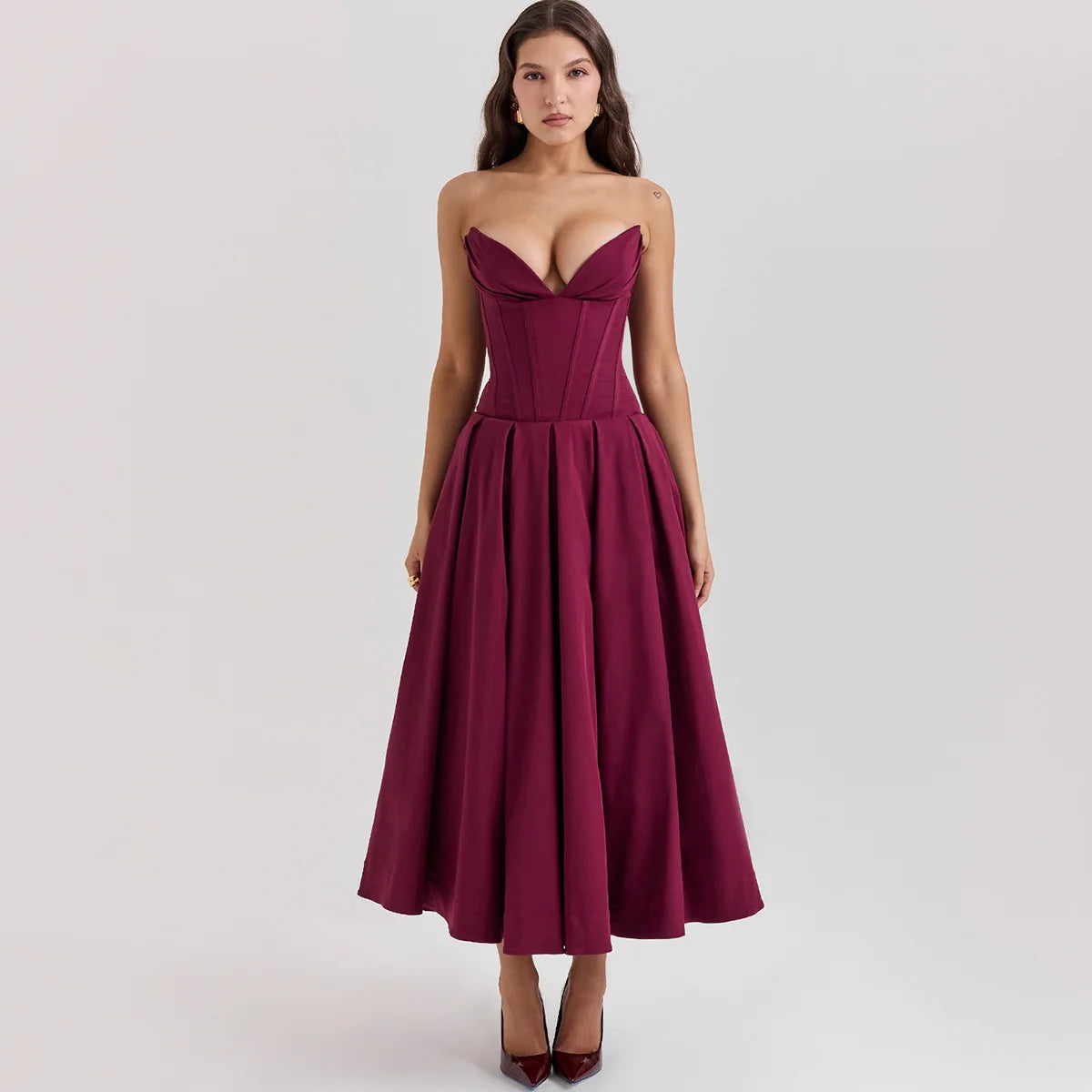 Strapless Corset Midi Dress