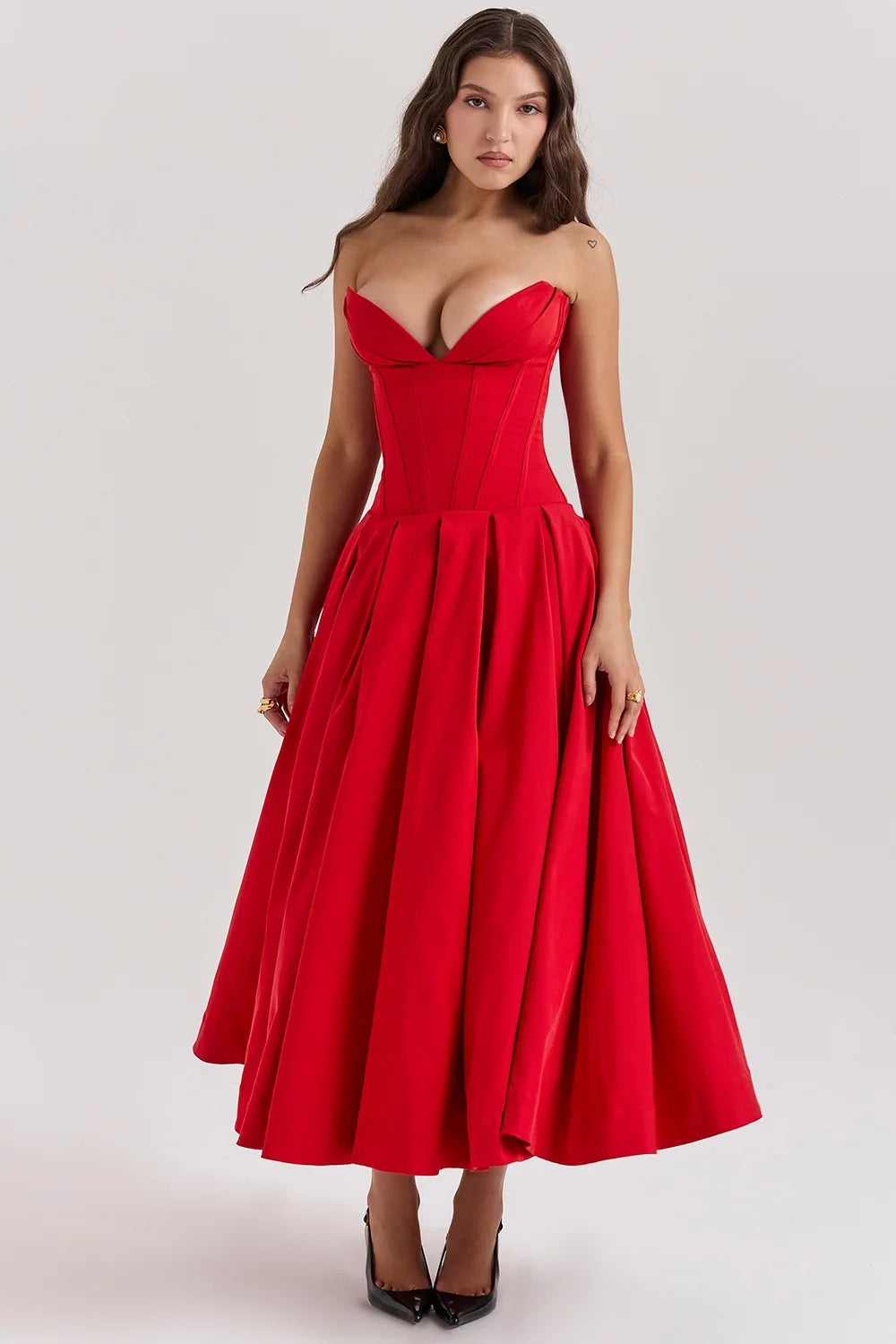 Strapless Corset Midi Dress