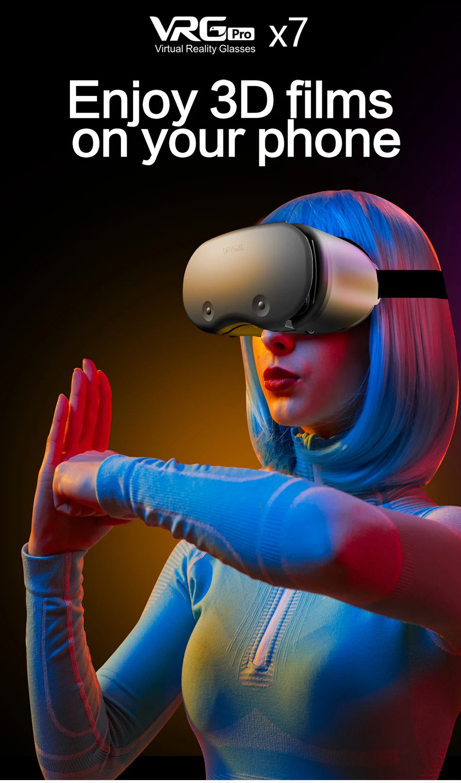 3D VR Headset for iPhone & Android, Virtual Reality Glasses with Real Lenses
