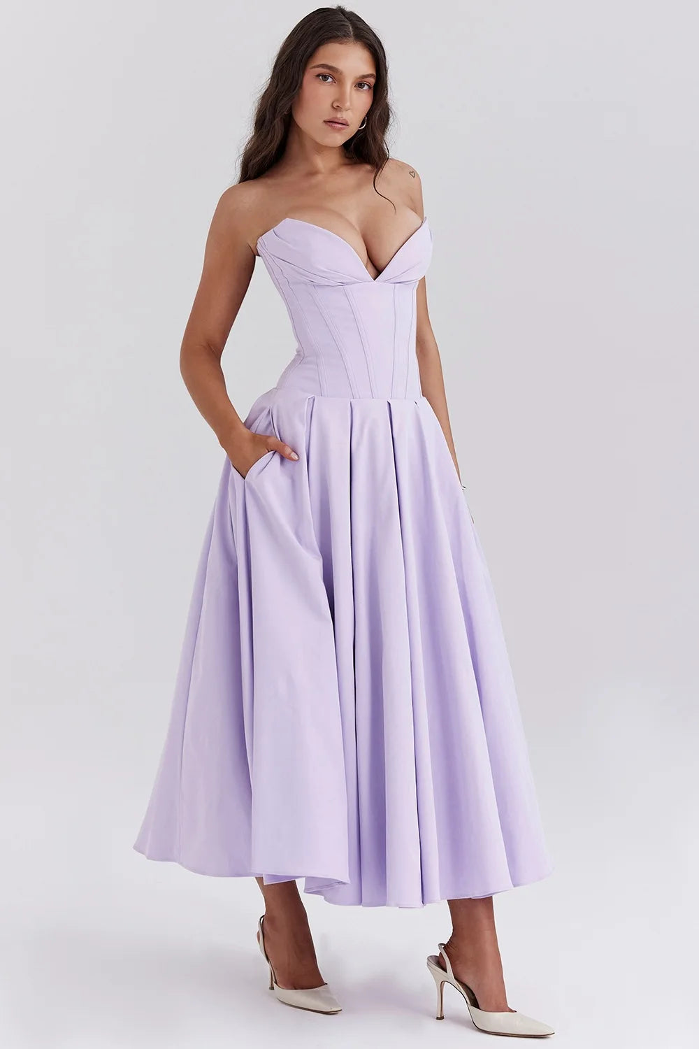 Strapless Corset Midi Dress