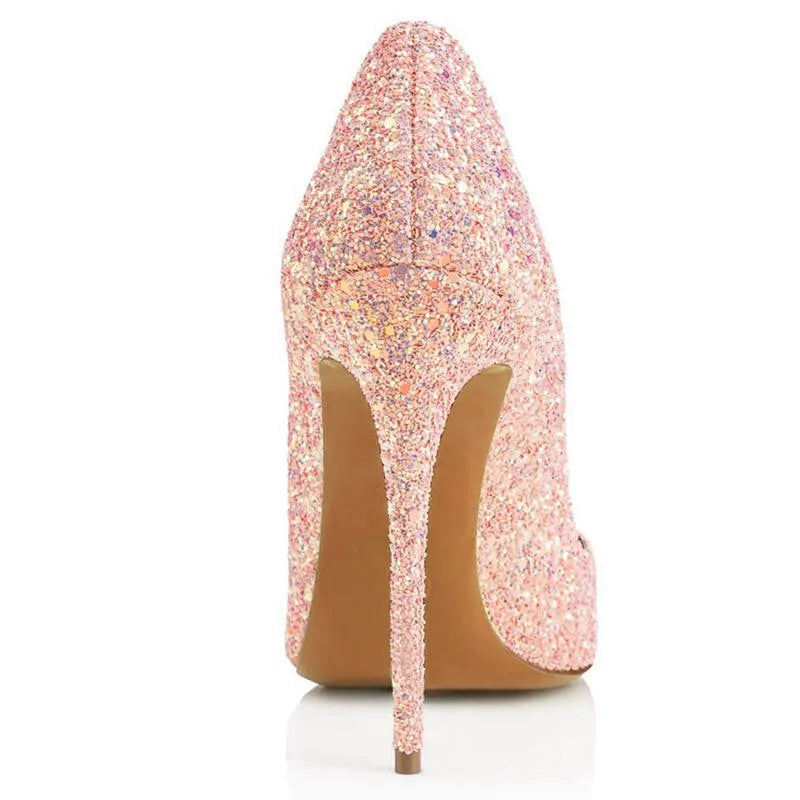 Bridal Shoes | 12cm Stiletto Pointed Toe | Sparkling Pumps for Wedding and Party