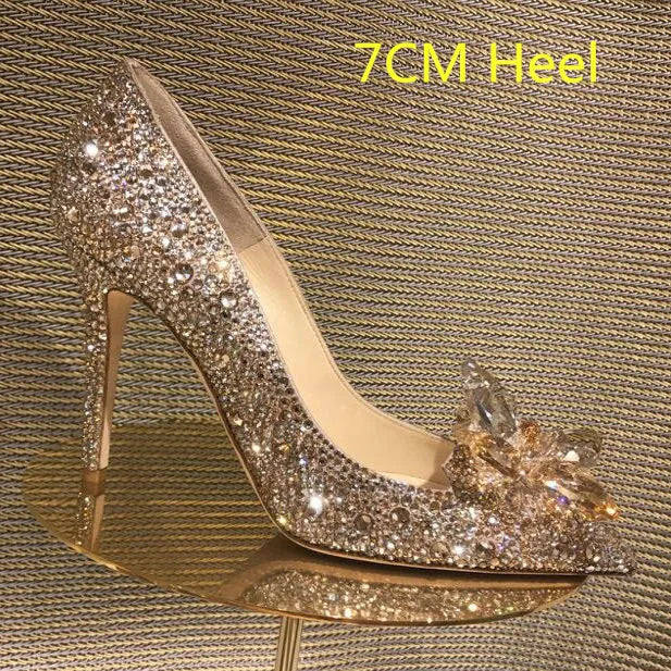 Bridal Evening Shoes | Sparkling Pumps with Rhinestones and Pointed Toe | Stiletto Heel