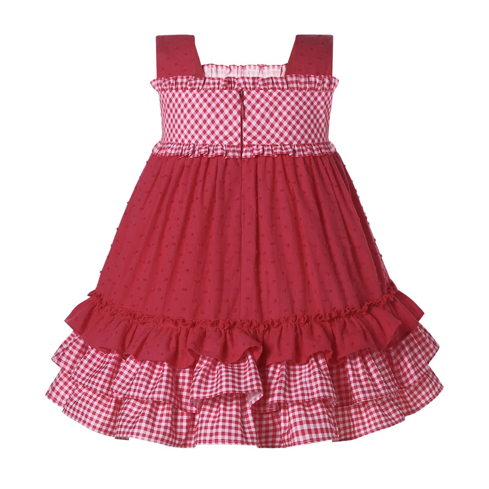 Baby Girl Summer Clothes (6-24M) | Casual Dress with Red Plaid Print