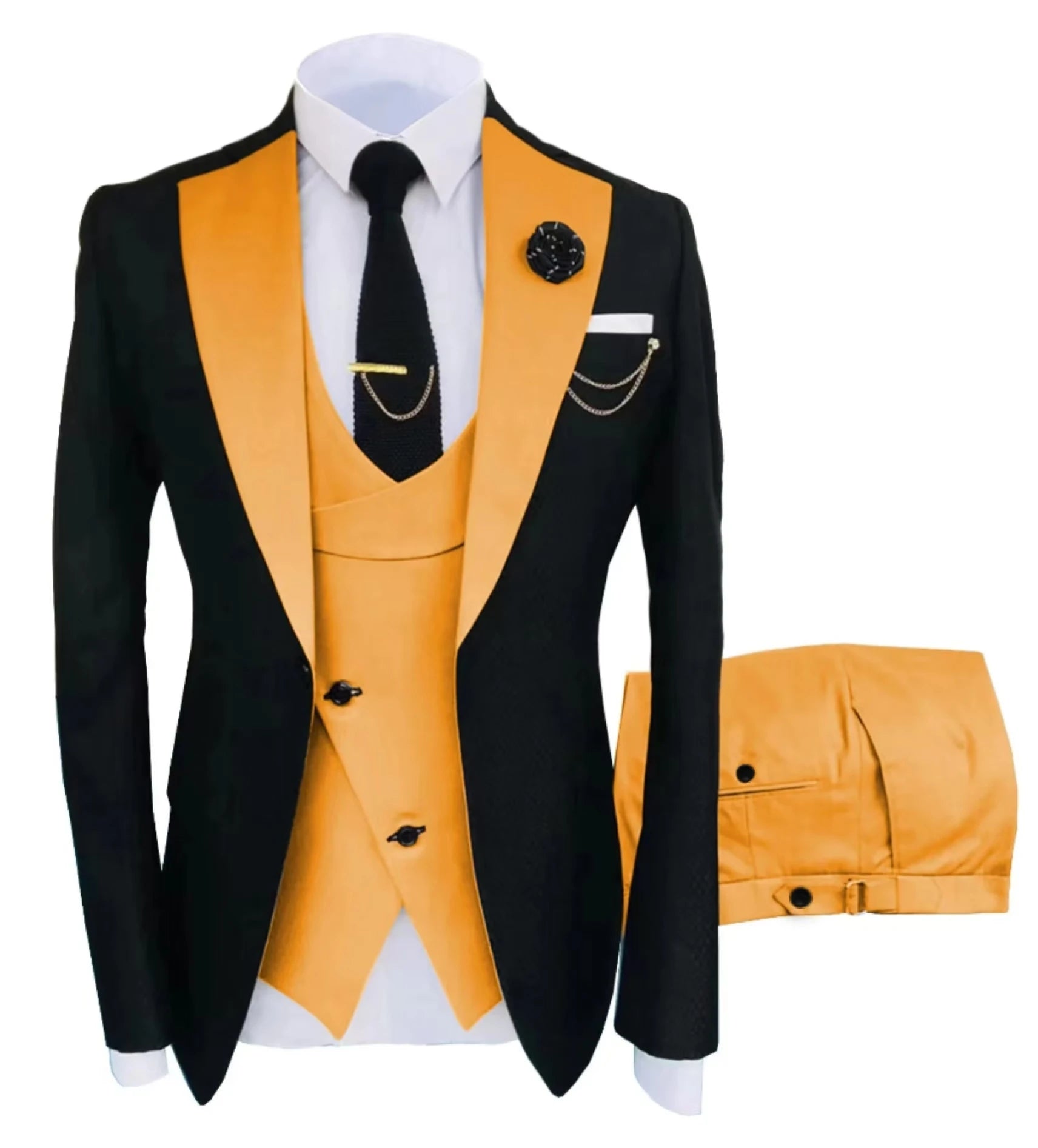 Mens 3 piece summer suit, slim-fit groom's suit for outdoor wear