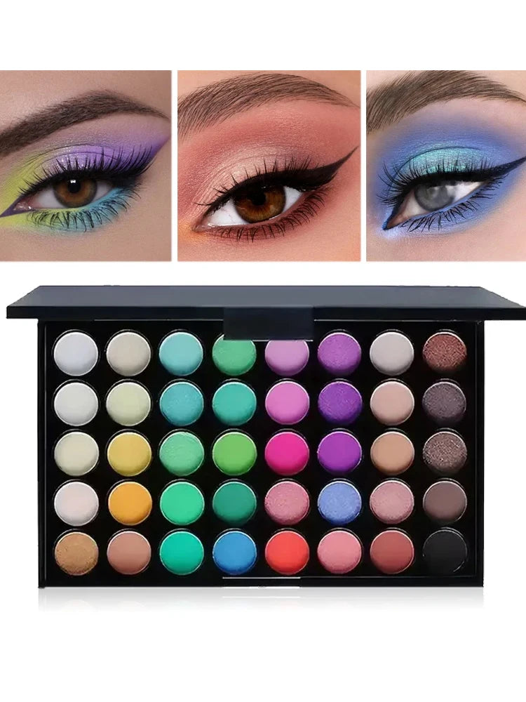 40 Colors Glitter Eyeshadow Palette, Waterproof & Long Lasting Pressed Powder