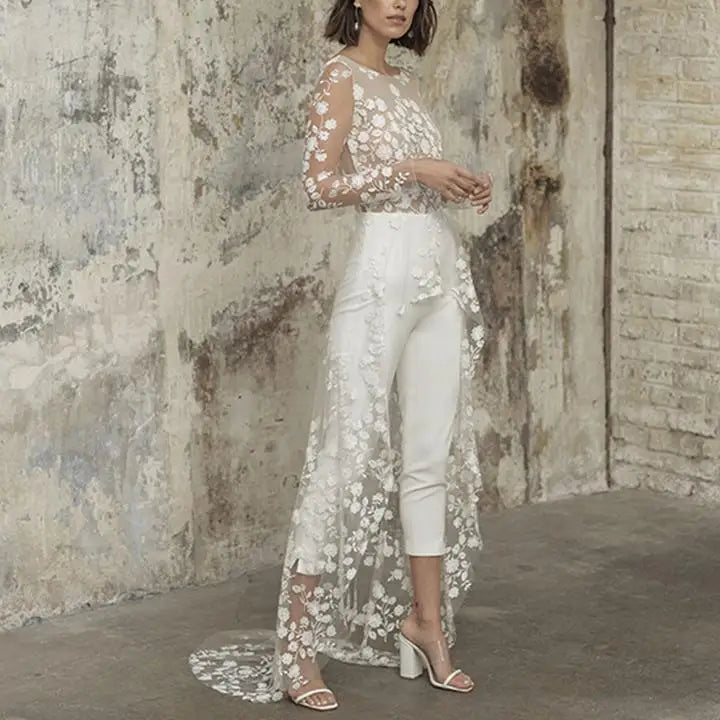 Women’s sheer lace bodysuit backless design