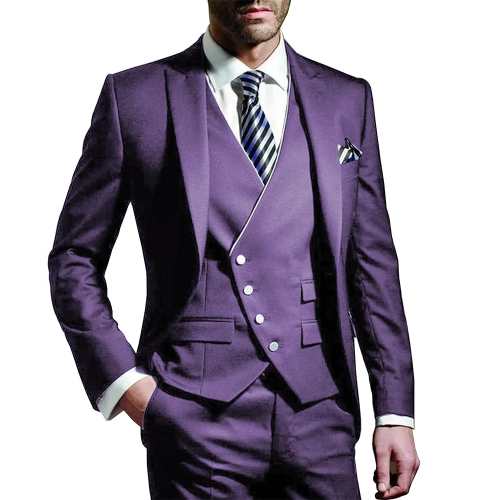 Men's 3-Piece Wedding suit: Slim Fit Jacket, Vest & Trousers