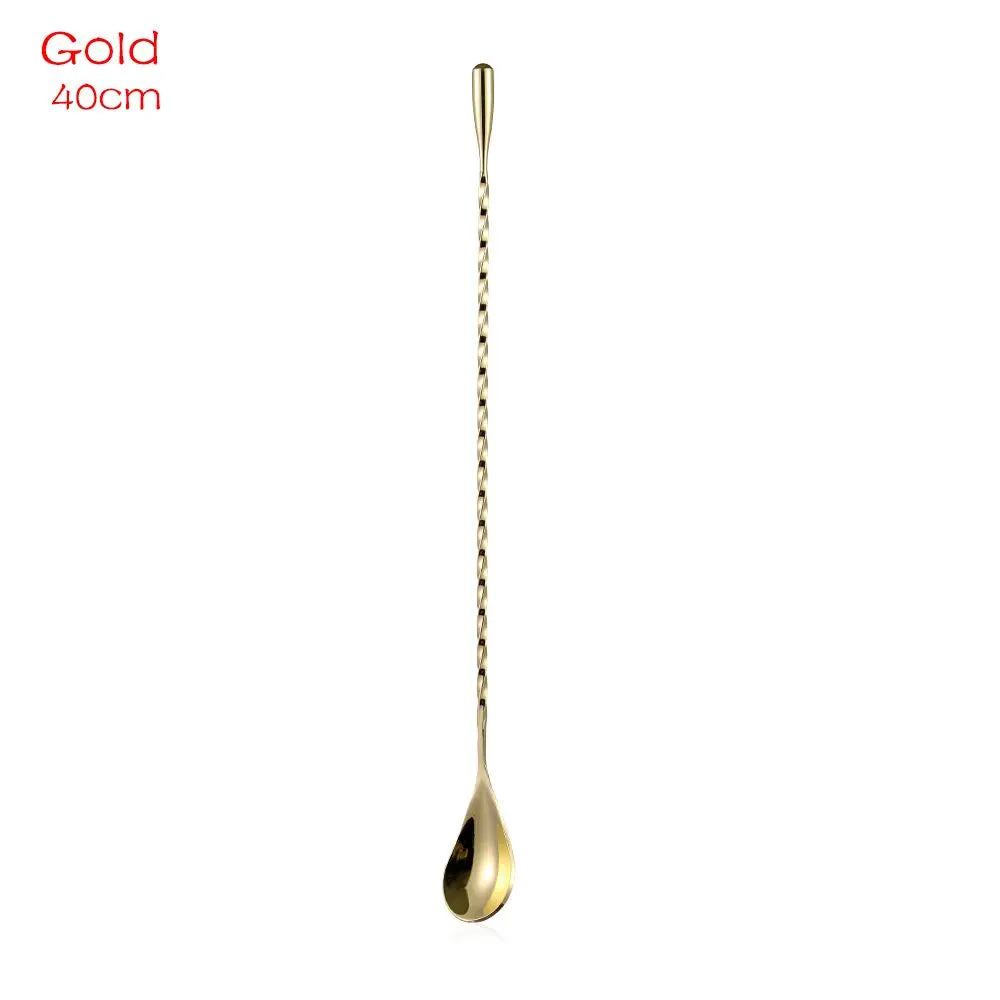 Cocktail Mixing Spoon (Long Handle, Spiral, Teardrop) | Stainless Steel Bartender Tool | Bar Stirring Spoon for Kitchen & Home Bar