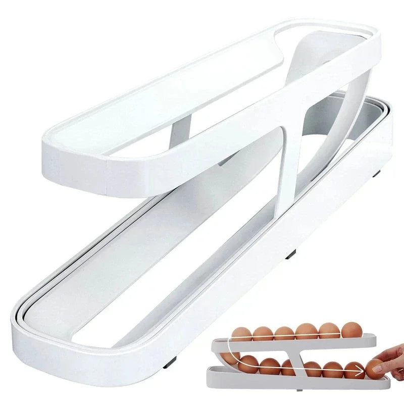 Refrigerator Egg Organizer | Rolling Double Layer Holder