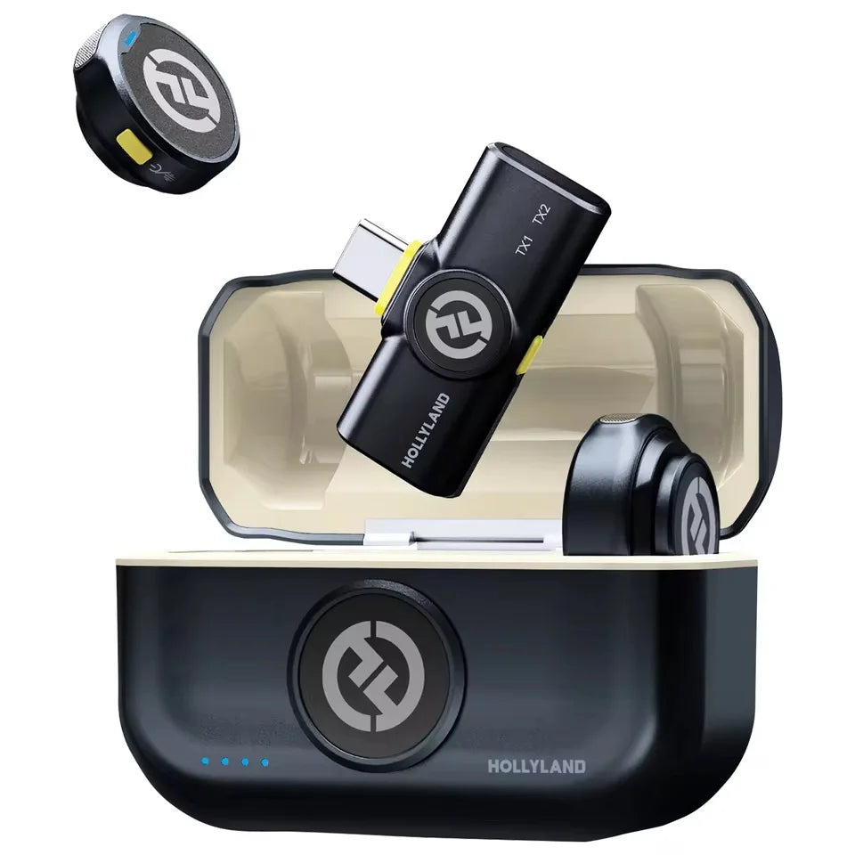 Hollyland Lark M2 Lavalier Wireless Microphone with Noise Cancellation for Video Recording, Compatible with iOS, Android and DSLR Cameras