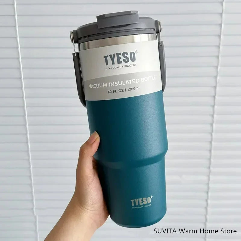 Stainless Steel Thermal Car Mug, Vacuum Insulated Travel Cup, Large Capacity with Dual Function Lid, Fits Cup Holders