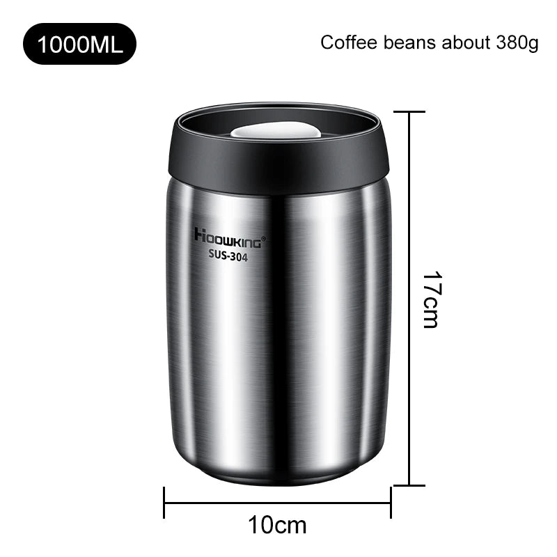 Stainless Steel Vacuum Sealed Coffee Jar, Airtight Moisture-Proof Container for Coffee Beans and Household Food