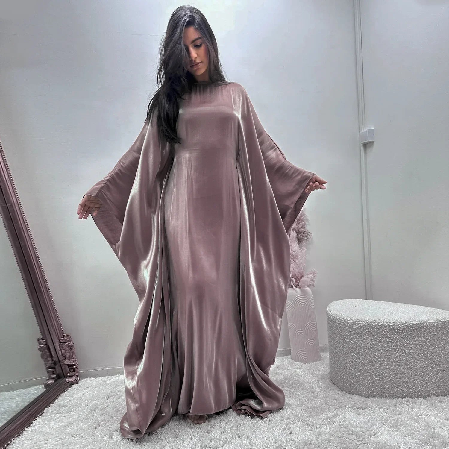 Shiny abaya with butterfly design