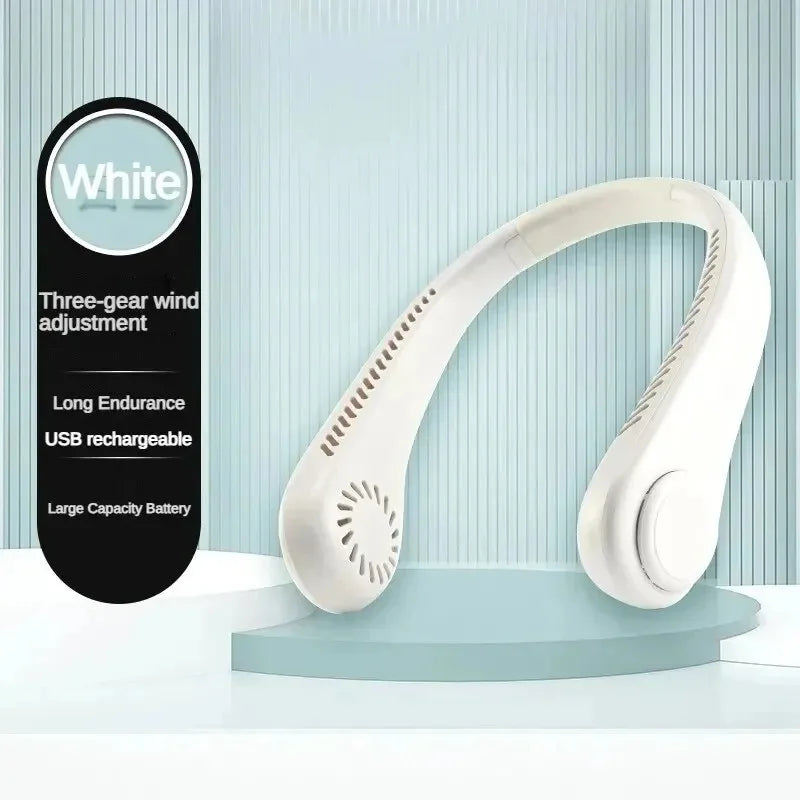 Ventilador de Cuello USB de 8000 mAh, Portátil, Sin Aspas, Mini, Recargable, Silencioso, con Pantalla LED Digital, Enfriador de Aire Eléctrico de Mano