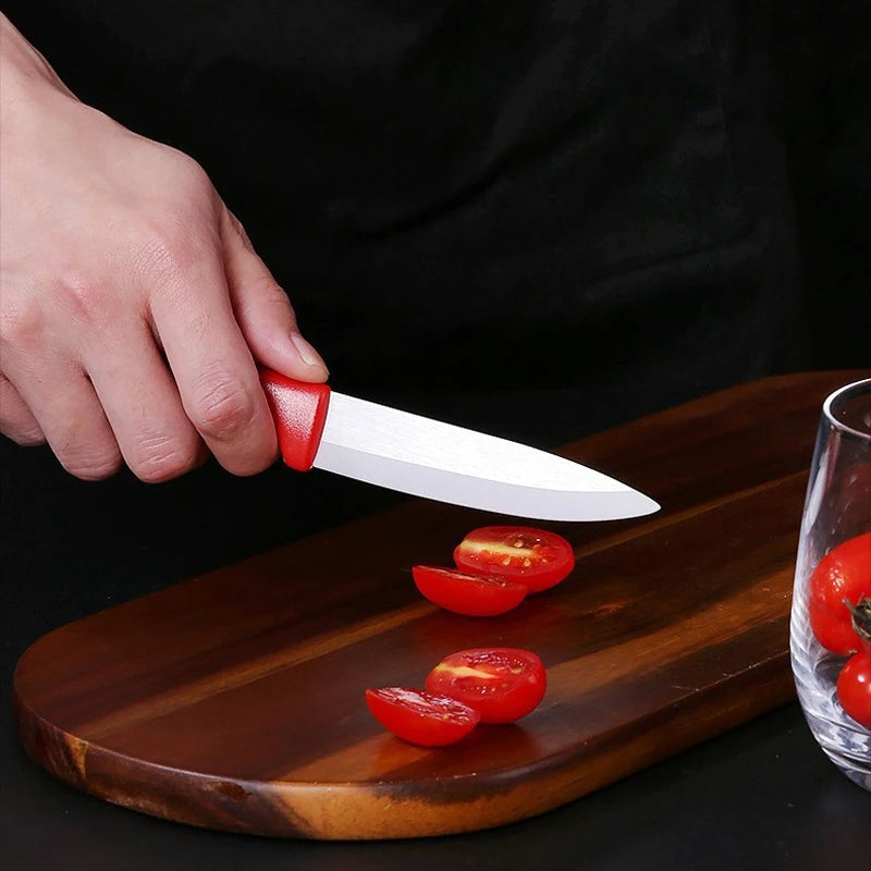 Set of 3 Ceramic Kitchen Knives - Multipurpose with Protective Sheath