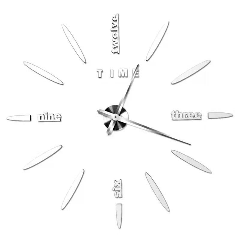 Large 3D acrylic wall clock with mirror effect