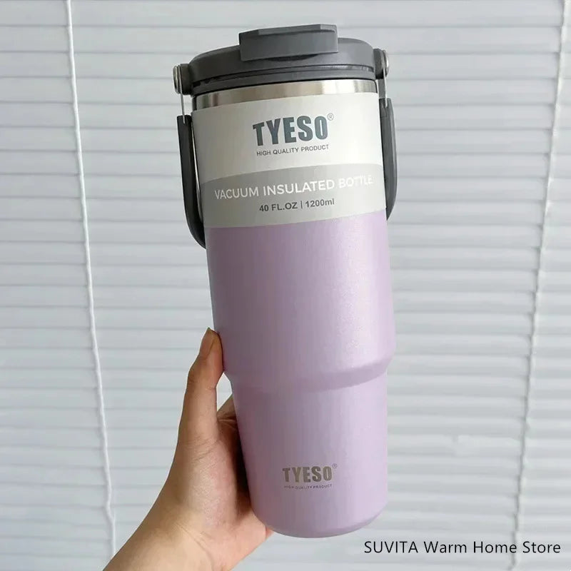 Stainless Steel Thermal Car Mug, Vacuum Insulated Travel Cup, Large Capacity with Dual Function Lid, Fits Cup Holders