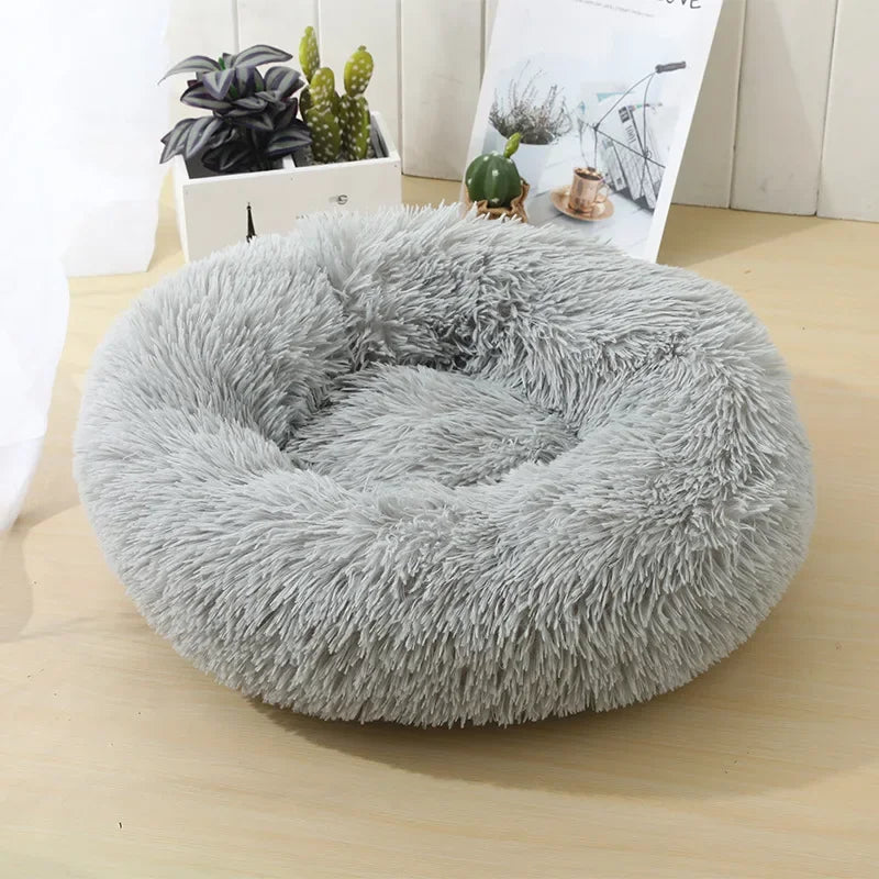 MS-Soft Plush Round Pet Bed with Cushion for Dogs and Cats, Pet Bed, Sofa Bed for Sleeping
