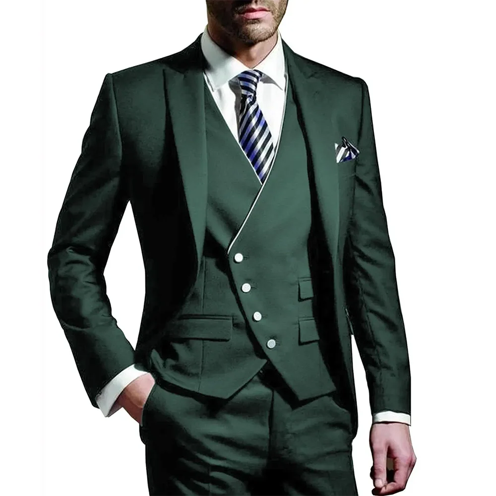 Men's 3-Piece Wedding suit: Slim Fit Jacket, Vest & Trousers