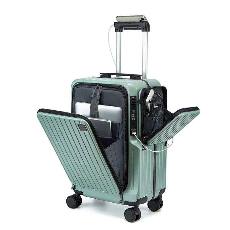20-inch carry-on suitcase front opening design