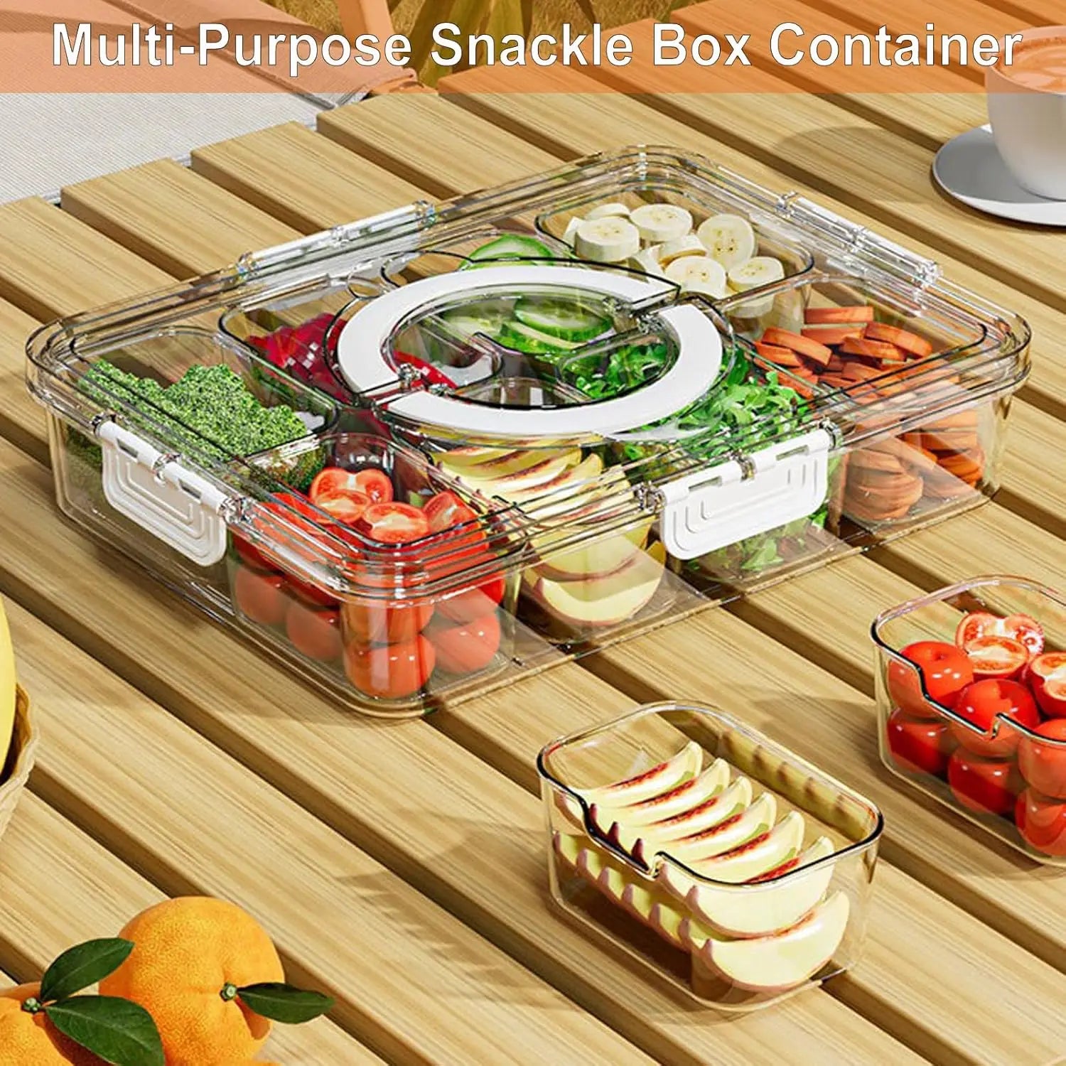 Transparent Snack Tray | Lid Handle Compartment Box