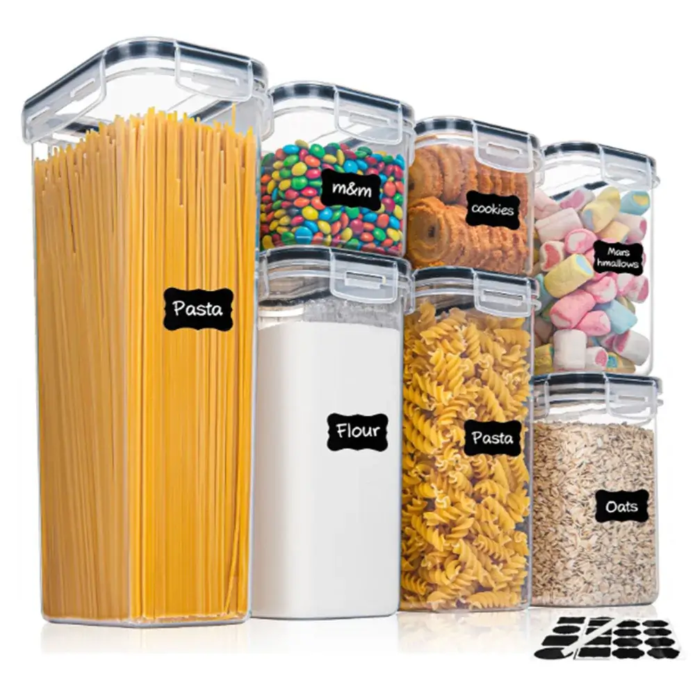 Set of 7 Food Containers - Airtight, BPA-Free with Labels