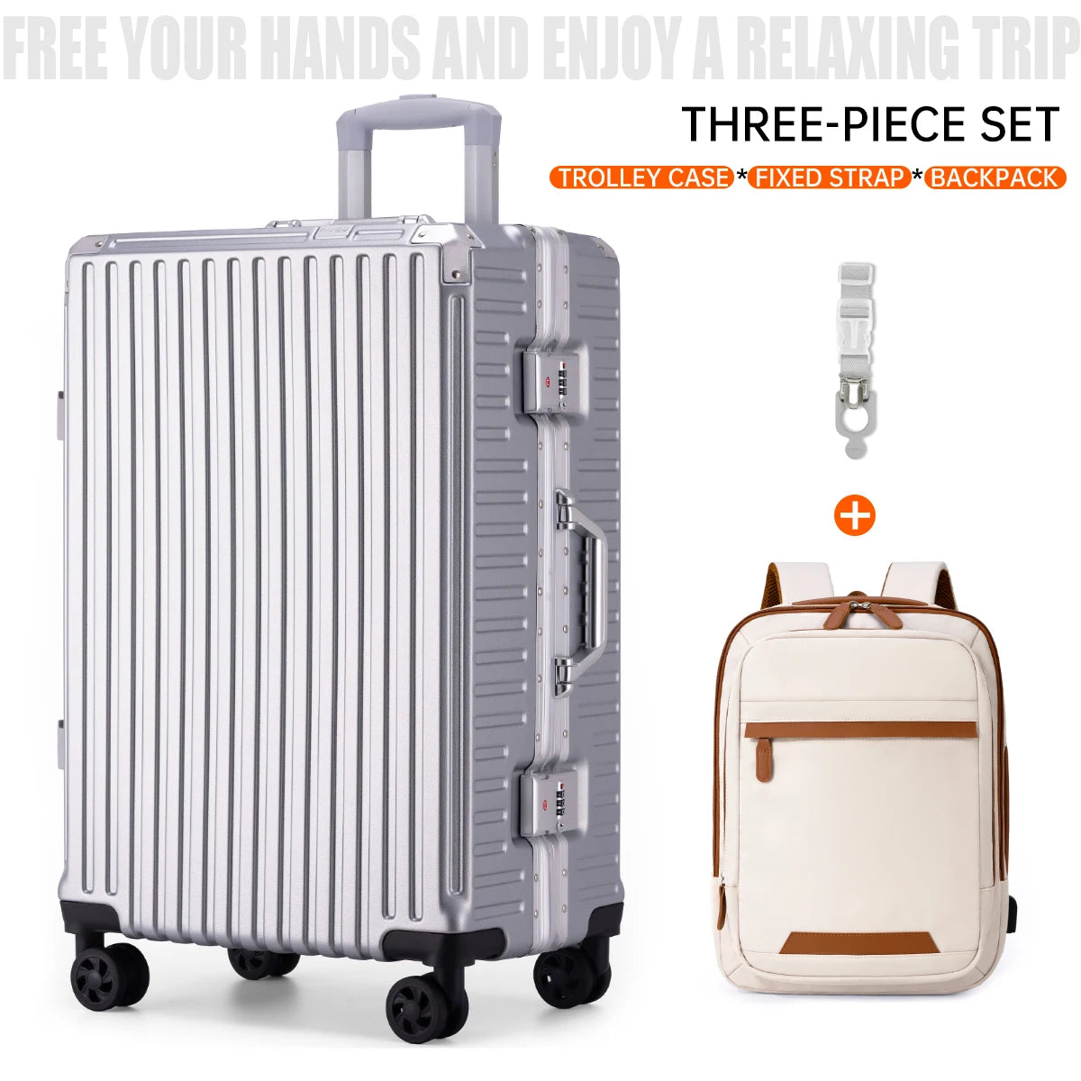 3-piece hardside luggage set with aluminum frame