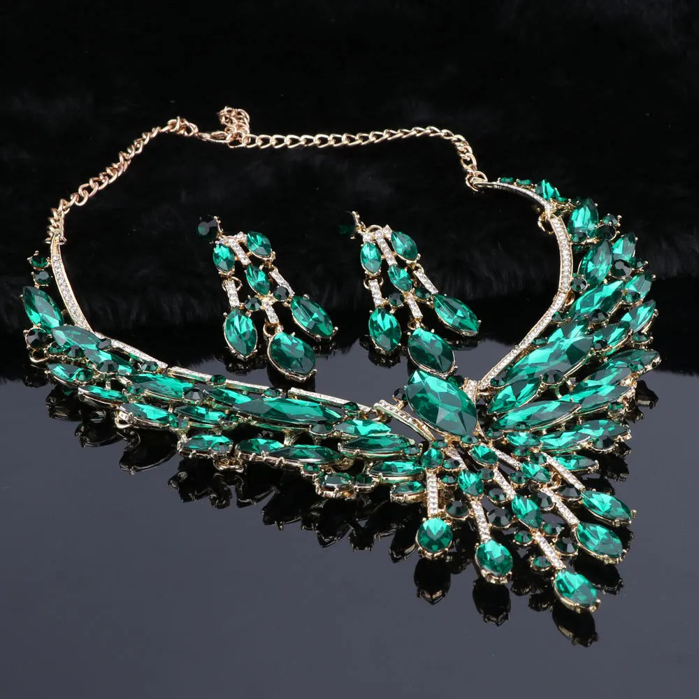Indian style bridal jewelry set with crystal necklace