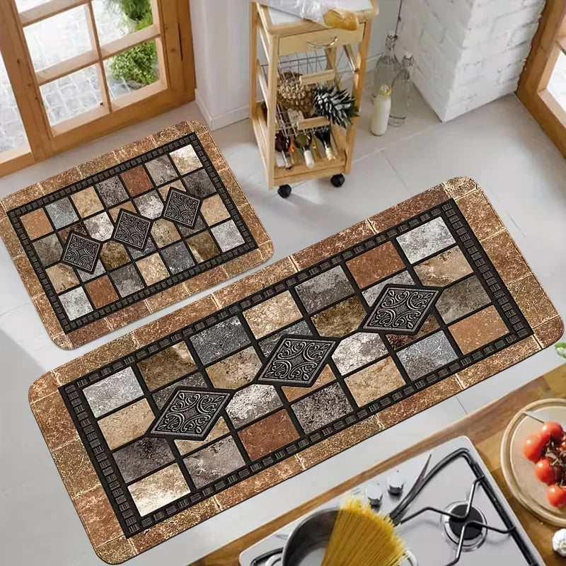 Non-slip kitchen mats terrazzo design