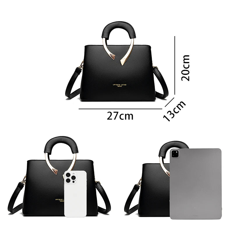 Large capacity women's handbag with compartments