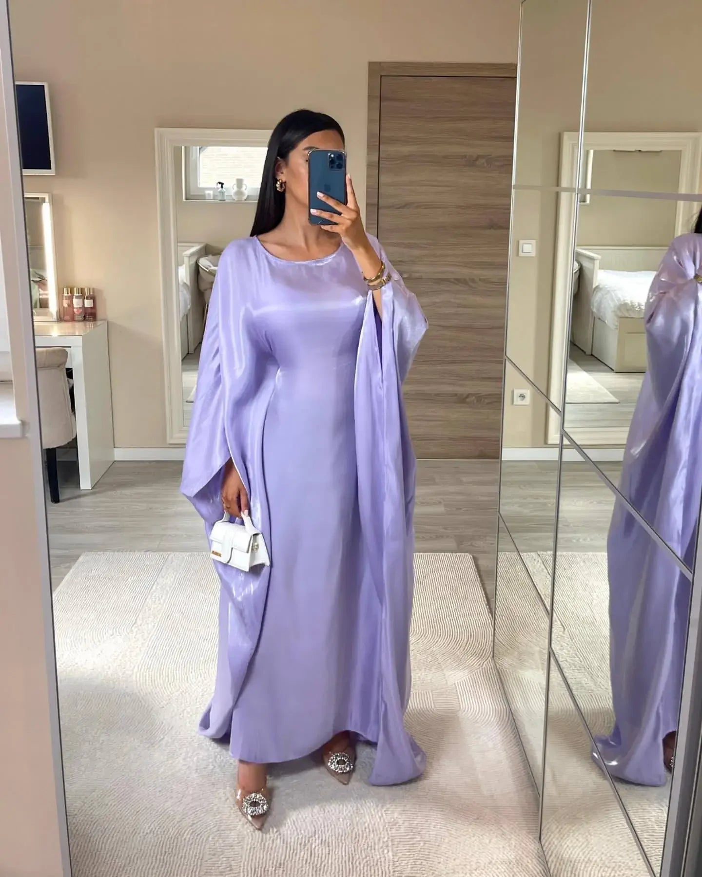 Shiny abaya with butterfly design