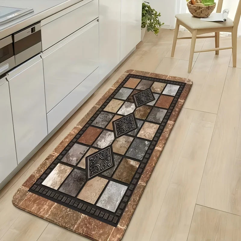 Non-slip kitchen mats terrazzo design