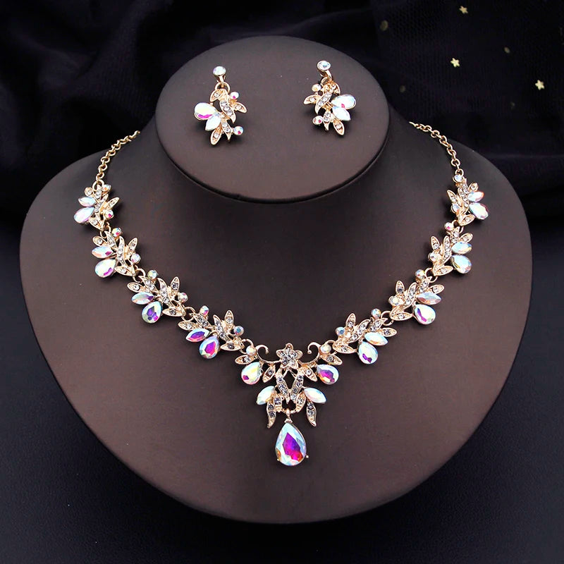 Women's Necklace and Earrings Set | Elegant, Fashionable 2-Piece Bridal Set, Dangle Earrings, Wedding Accessories