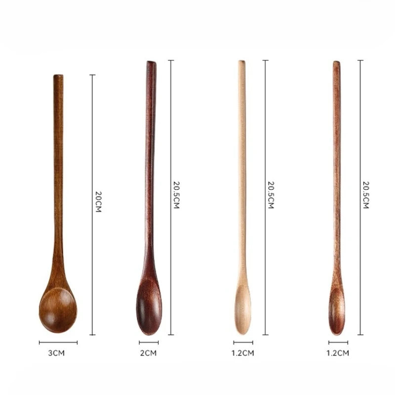 Wooden spoon with long handle for coffee