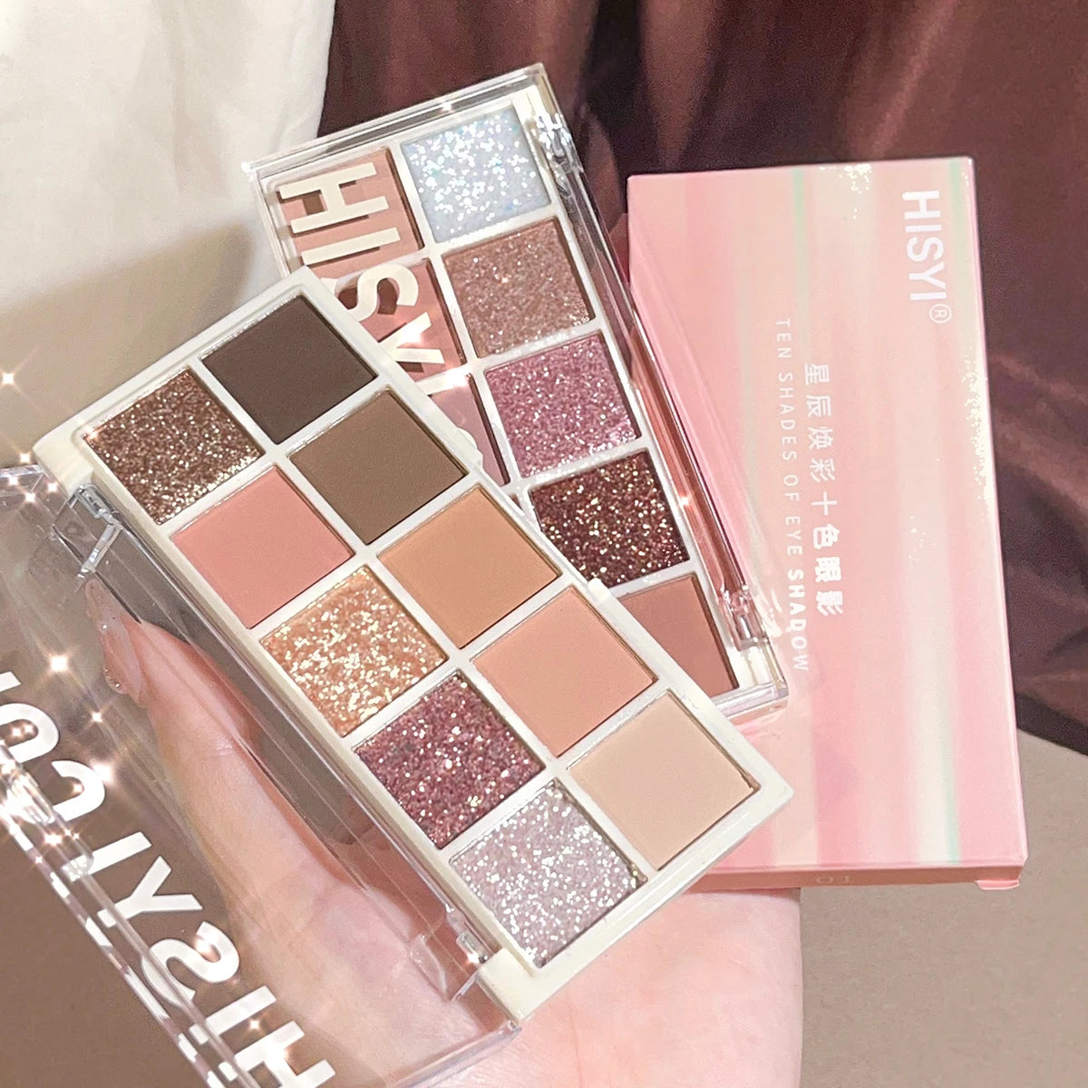 Star Ten-Color Eyeshadow Palette, Pearl & Matte in Pink & Brown Tones