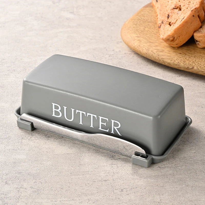 Butter dish with butter cutter, cheese box with lid and knife, practical butter holder for countertop and refrigerator