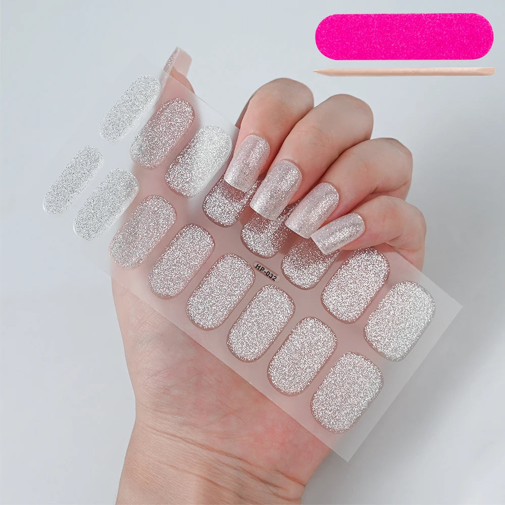Semi-Cured Gel Nail Wraps with French Tips, Long Lasting for Nail Art & Extensions