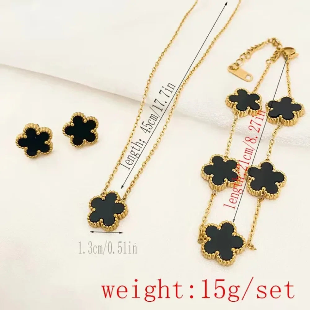Women's Jewelry Set | Luxury Necklace, Bracelet and Earrings with Plum Blossom Design, Ideal Gift