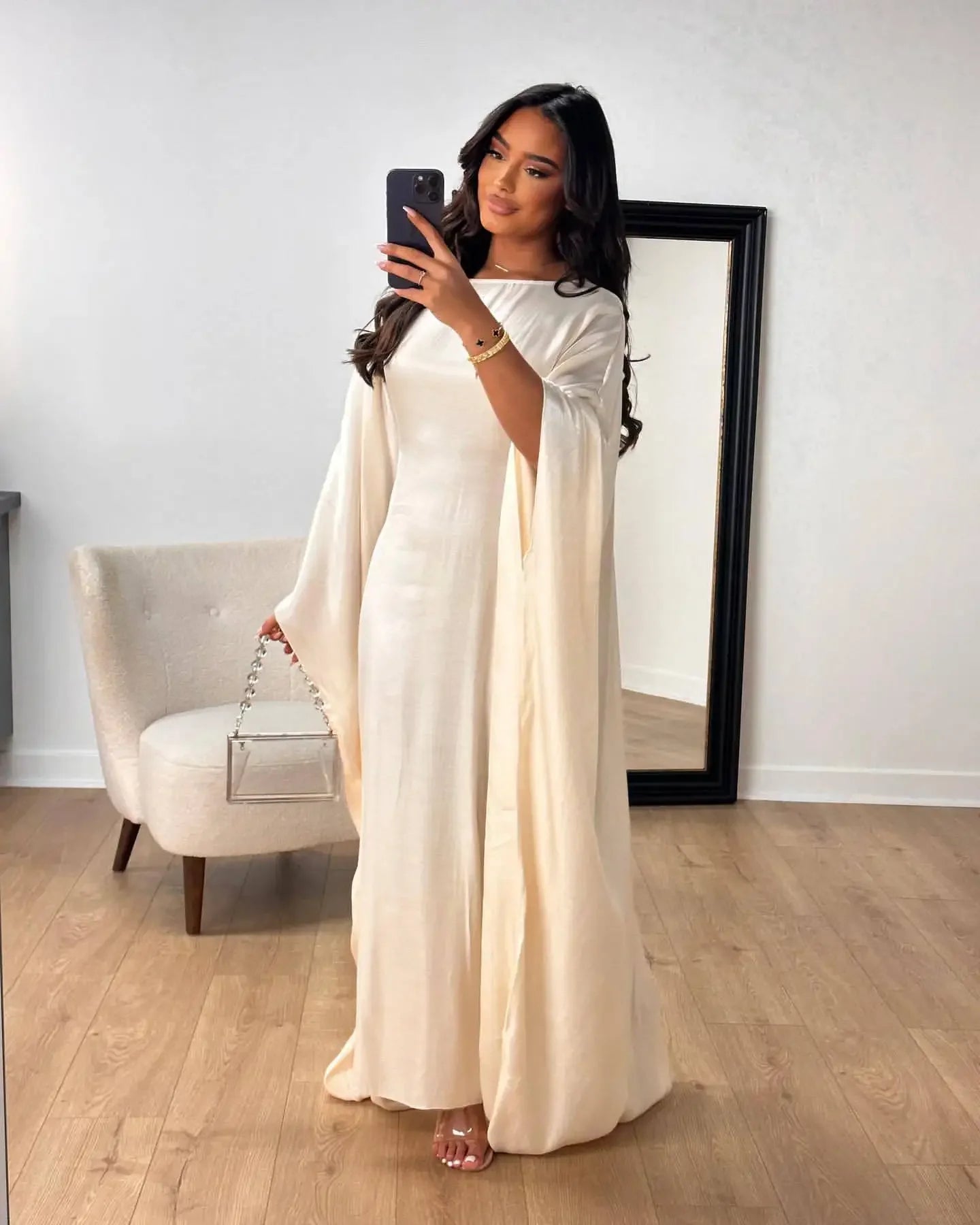 Shiny abaya with butterfly design