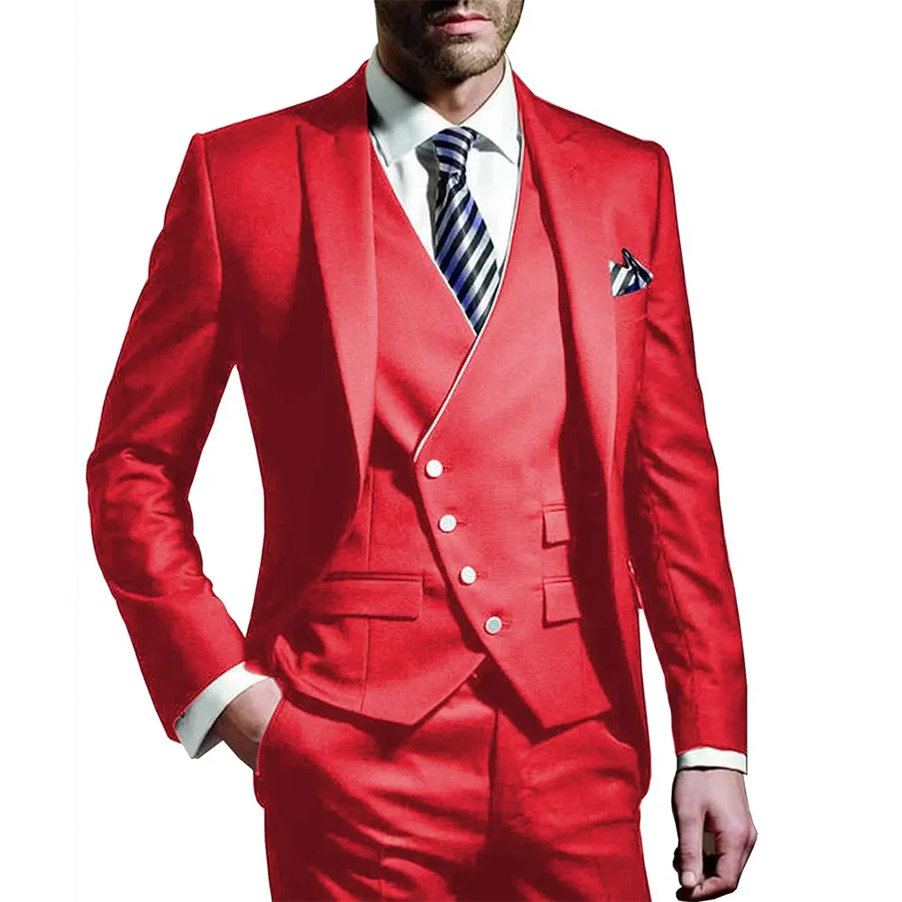 Men's 3-Piece Wedding suit: Slim Fit Jacket, Vest & Trousers