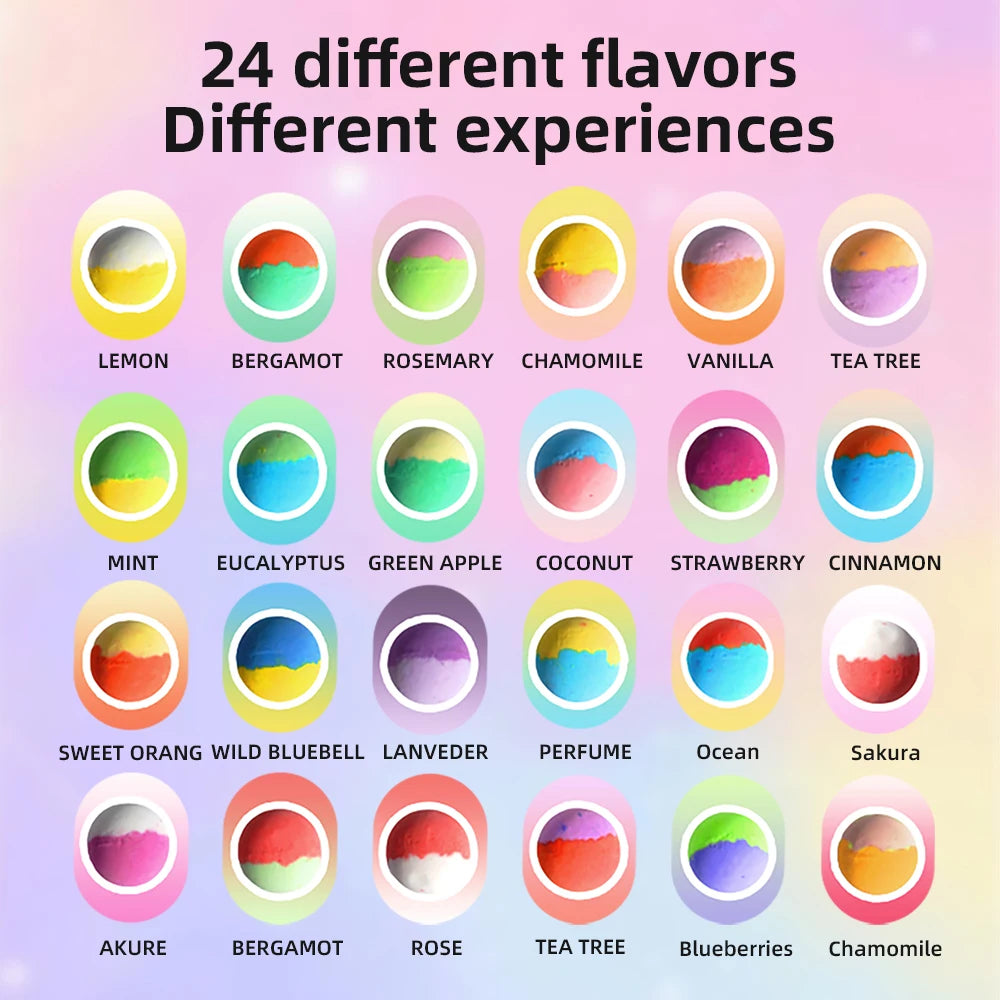Organic Bath Bomb Gift Set for Kids | 24 Pack with Fun Surprises | Safe Bath Toys