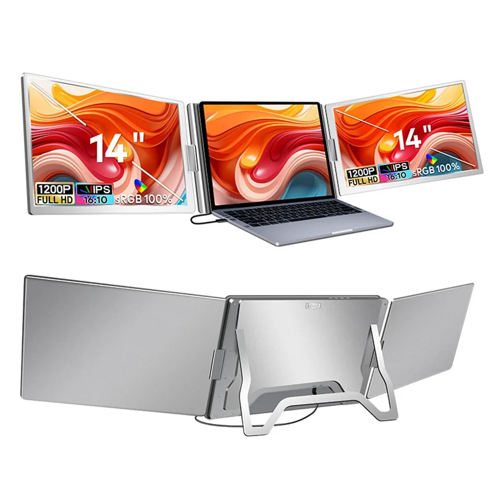 Rospider Triple Screen Portable Monitor | Dual 14" to 16" Portable Screen Extender